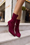 Savella Women's Burgundy Suet Stretch Boots - 8