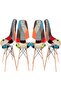 Sliko Eames 1 Round MDF Dining Table + 4 Patchwork Cushioned Chairs Dining Set - White - 3