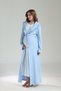 Women's Blue Special Design Jacquard Long Sleeve Full Length Winter Maternity Dressing Gown Nightgown Set - 5