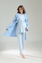 Women's Blue Special Design Jacquard Shawl Collar Long Sleeve Winter Maternity Pajama Set - 3
