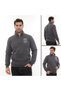Men's Smoked Standard Fit Regular Cut Fleece Lined Half Zipper Stand Collar Cotton Sweatshirt - 7