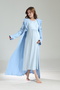 Women's Blue Special Design Jacquard Long Sleeve Full Length Winter Maternity Dressing Gown Nightgown Set - 3