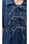 Lace-Up Asymmetrical Cut Navy Blue Denim Dress - 6