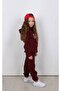 Embroidery Detailed Kangaroo Pocket Hooded Three-Thread Fleece-Lined Unisex Children's Set - 3