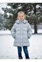 Girls' Puffer Jacket Fur-Trimmed Ice Blue Pearlescent Shimmery Removable Hooded Zipper - 3