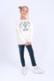 Girl's Winter Set with Embroidery Detail Sweatshirt and Velvet Leggings with Fleece Lining