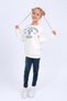 Girl's Winter Set with Embroidery Detail Sweatshirt and Velvet Leggings with Fleece Lining - 5