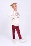 Girl's Winter Set with Embroidery Detail Sweatshirt and Velvet Leggings with Fleece Lining - 7