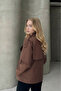 Basic Buttoned Double-Breasted Collar Brown Trench Coat - 5