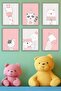 6-Piece Cute Animals Children's Room Painting Set |   Frameless, Pastel Tones, Baby & Kids Decor - 5