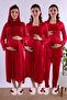 Maternity Set with Hijab and Breastfeeding Features - 5 Piece Effortt - Cherry Color