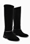 Zeina Black Suede Buckle Women's Boots - 4