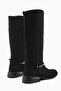 Zeina Black Suede Buckle Women's Boots - 5