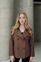Basic Buttoned Double-Breasted Collar Brown Trench Coat - 3