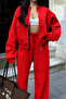 Women's Winter 3 Thread Ç piped Palazzo Bomber Cardigan Tracksuit Set - 4