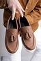 Slw153 bloom laceless tasseled leather men's daily sport classic shoe cbt - taba - 4