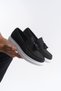 Slw154 Blaze Laceless Tasseled Linen Men's Casual Sports Classic Shoes Kbt - Black - 4
