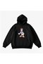 Makiteks Black Cotton Unisex Kangaroo Pocket Hooded Relaxed Fit Cute Duck Printed Sweatshirt