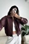 Premium Pb Oversized Bomber Leather Jacket with Elastic Waist - 3