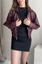 Premium Ibiza Oversize Bomber Leather Jacket Burgundy - 4