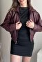Premium Ibiza Oversize Bomber Leather Jacket Burgundy - 2