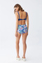 Women's Padded Leaf Patterned High Waist Sax Bikini Set - 5