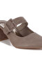 Women Buckle Strap Detail Microfiber Mules in Taupe - 5
