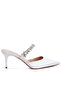 Women Diamante Stiletto Mules Sandals in White - 2