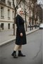 Soft Black 100% Cotton Long (110cm) Lined Women's Hijab Trench Coat 1111-Tes - 5