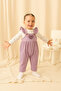 Baby Girl Set Waffle Fabric Baby Romper Set Ruffled Strap Romper and Heart Body - 2