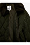 Long Sleeve Zippered Pocket Detailed Classic Collar Quilted Jacket - 6