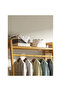 3-Tier Freestanding Clothes Rack with Shelves, Hanging Rods & Side Hooks, Wooden 130×140×40 cm - 4