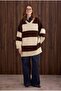 Striped V-Neck Sweater Bone-Brown - 3