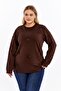 Large Size Sweatshirt with Bow Detail Brown - 4