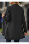Women's Long Sleeve Mandarin Collar Button-Front Pocket Detail Short Melton Coat - 3