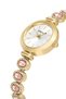Luxury Stone Cord Women's Wristwatch Gold Pink Color Pl-1574B4X