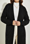 Knitted Patterned Long Knitwear Cardigan R2817 Black - 4