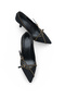Women's High Heel Shoes with Thin Belt and Gold Detail - 6