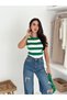 Crew Neck Striped Knit Blouse - 5