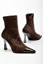 Women's Heeled Boots Toe Detailed Brown - 4