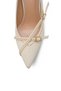 Women's High Heel Shoes with Thin Belt and Gold Detail - 4