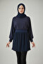 Navy Blue Women's Pleated Skirt Innerwear Elastic Waist Mini Lining Pleated Complementary - 3