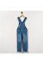 Girl child 5-8 years old daisy themed embroidered denim overalls - 2