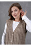 Women's Knitwear Lace-Like Knit Pocket Detailed Button Closure Wool Vest - 2