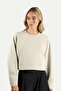 Krem Kadın Basic Regular Crop Sweatshirt | (Ruvien - Bone) - 3