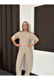 Women's Beige Crew Neck Short Sleeve Crop Blouse Pants Two Piece Set - 5