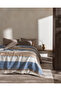 Saulet Double Jacquard Cotton Blanket - Light Blue/Beige