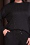 Women's Plus Size Black, Crew Neck, Stone Embroidered, Pocketed Tracksuit Set 65N39248
