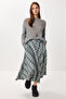 Checkered Midi Flared Skirt Lns0092 Gray Green - 2