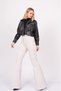Women's Winter Black Blouse Chromeedge Asymmetric Leather Blouse Stylish Daily Comfortable 7759 - 4